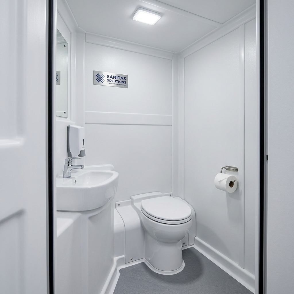 Baño químico premium con lavamanos para eventos en Santiago