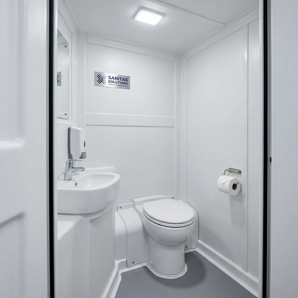 Baño químico premium con lavamanos para eventos en Santiago
